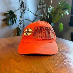 Vintage Y2K Cleveland Browns NFL Football Embroidered Orange Strapback Dad Hat